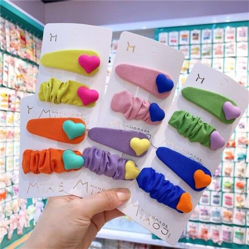New Girls Fabric Fold Hairpin Baby Simple Heart Water Drop BB Clip Headdress Hair Clip for Children Fashion Hair Accessories