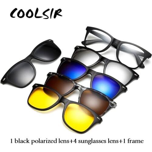 5 Lens Sunglasses Polarized Men Women for Diopter Driver Driving Sunglass Anti Glare Night Vision Sun Glasses for Man Female