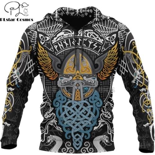 PLstar Cosmos Viking Warrior Tattoo New Fashion Tracksuit casual 3D Print Zipper/Hoodie/Sweatshirt/Jacket/Mens Women style-54