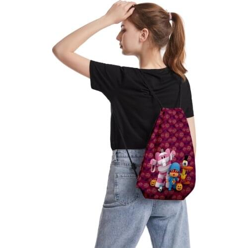 Pocoyo Drawstring Bag Kids Snack Pack Fashion Printing Boys Bags School Backpack Girls Birthday Party Bundle Rucksack Bags Gift
