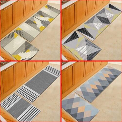 Nordic Polyester Printing Mats 7mm Non-Slip Plastic Bottom Kitchen Bathroom Custom Made Long Section Carpet
