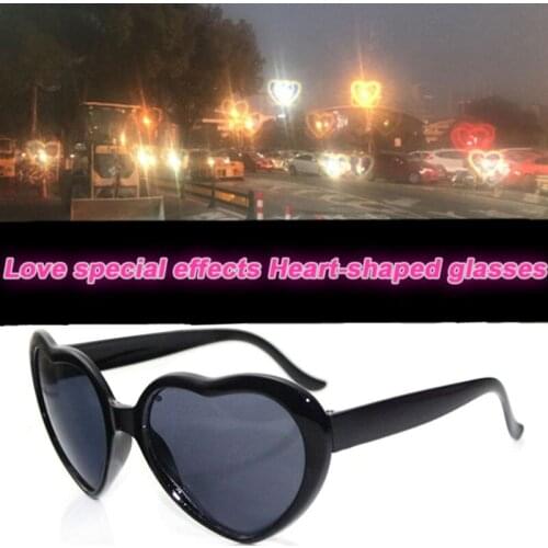 Love Heart Shape Sunglasses Women PC Frame Light Change Love Heart Lens Decorative Glasses Female Shades Glasses Party Glasses