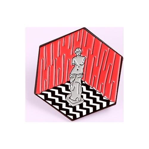 Statue of Venus Enamel Pin Red Geometric Texture Badge Brooch Lapel pin Denim Jeans shirt bag Fashio jewelry Gift for friends