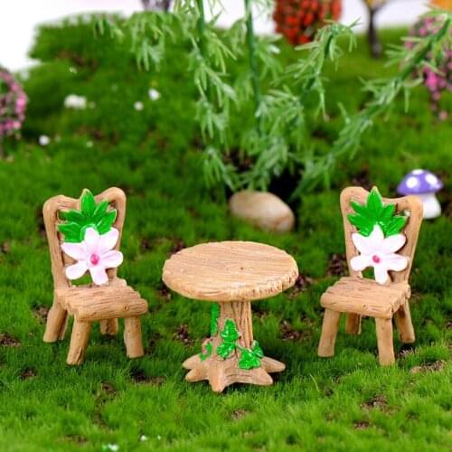 Table Desk Wicker Chair DIY Crafts Home Garden Decoration Ornaments Micro Landscape