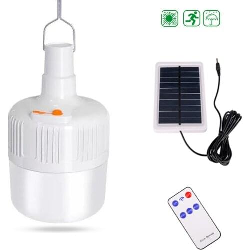Led Solar Bulb Light Outdoor Camping Fishing Lighting Waterproof Rechargeable Lamp Emergency Home Lights With Remote Control