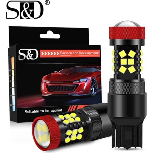 2pcs Canbus T20 7440 W21W Led 7443 W21/5W Led Bulbs T25 3157 P27/5W Lights Car Brake Tail Light Yellow Red White 12V