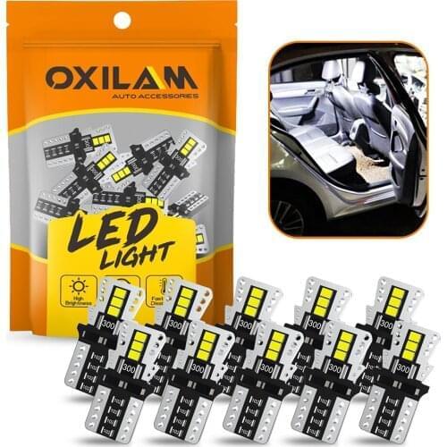 10Pcs T10 W5W LED Canbus No Error 194 168 Car Interior Reading Light Bulb Dome Light Trunk Lamp 6000K White 12V Auto Signal Lamp