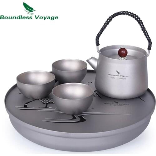 Boundless Voyage Titanium Tea Tray with Kettle Cup Set Outdoor Camping Water storage Tray Portable Ultra-light Kung Fu Tea Set