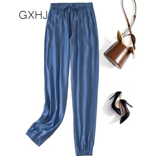 Thin Tencel Denim Harem Pants Womens Large Size Loose Tight jean pants High Waist Was Thin Soft and Comfortable Casual Pants