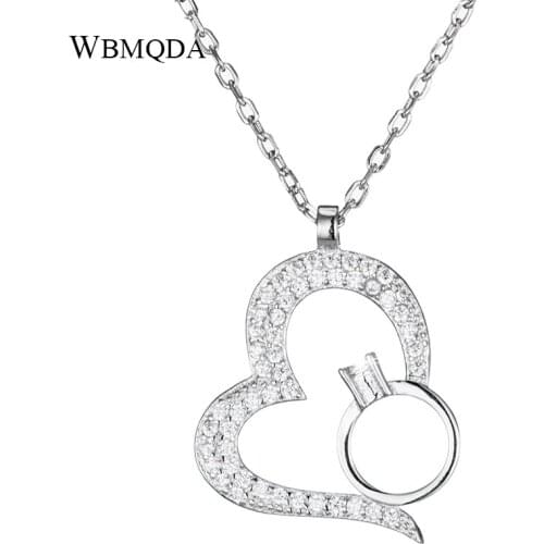 Wbmqda Original Heart Crystal Pendant Necklace Mosaic Zircon Silver Color Necklace Fashion Wedding Bridal Jewelry