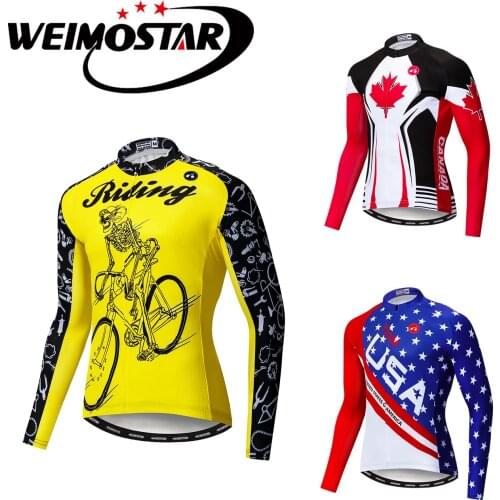 Weimostar Cycling Jersey Long Sleeve Men Summer Autumn Outdoor Bicycle Clothing Shirts Quick Dry Breathable MTB Bike Jersey