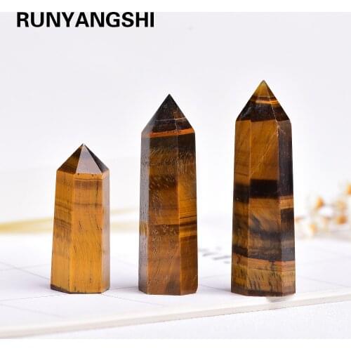 4-7cm 1pcs Natural yellow Tiger Eye Crystal wand Point Healing Quartz Crafts Mineral stone for Home Decoration Ornaments