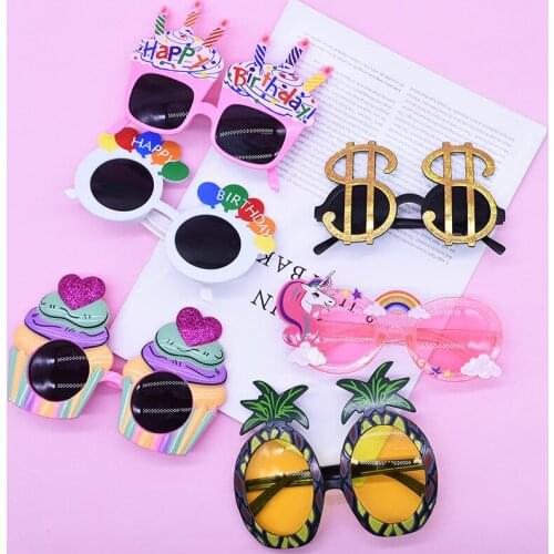 1pc Happy Birthday Glasses Photo Booth Props Funny Birthday Party Kids Glasses Candle Sunglasses Baby Shower Summer Hawaii Decor