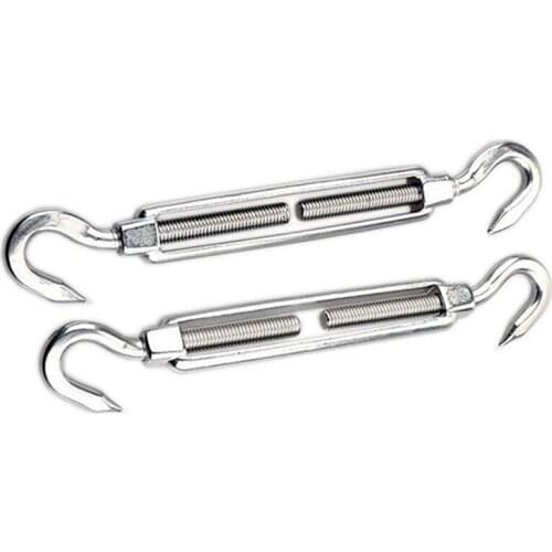 2pcs M8 Turnbuckle Wire Tensioner, 304 Stainless Steel Hook Rope Cable Tension Set for Heavy Duty Sun Shade Sail Fixing Kit (Tur