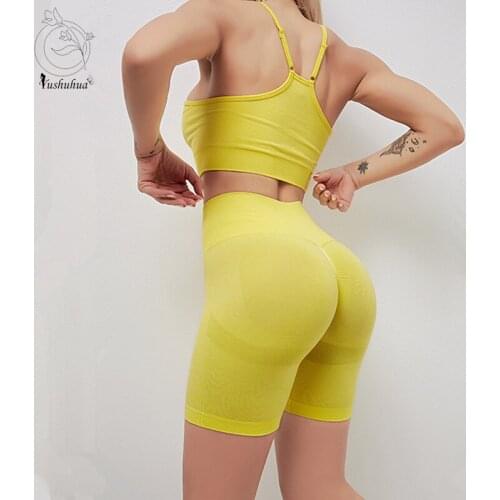 2021 2Pcs Women Clothing Sport Suit Gym Set Sexy Bra Seamless Shorts Workout Running Clothing Gym Wear Athletic Yoga Set