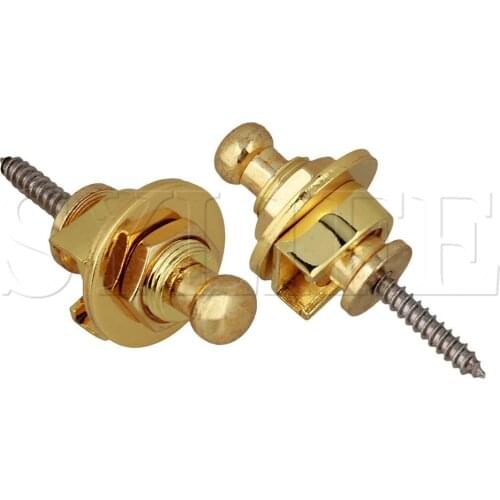 2x Gold Strap Locks for Acoustic Electric Guitar Bass Round Head