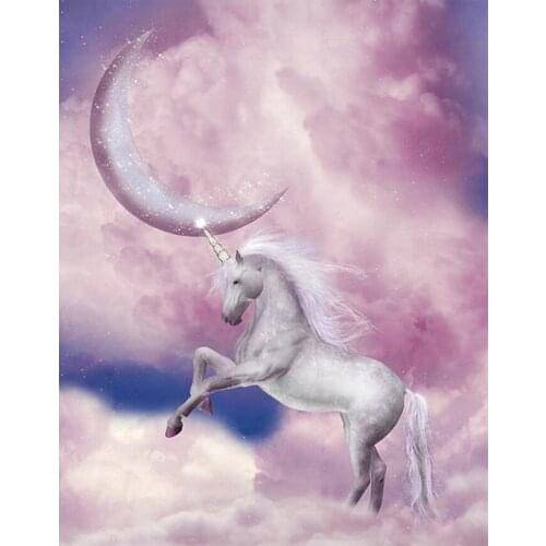 5D Diy Diamond Painting Moon Unicorn Picture of Rhinestones Full Square Round Diamond Embroidery Wedding Decoration L156