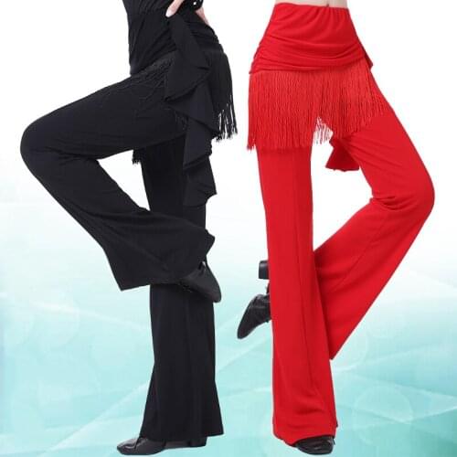 Latin Dance High Waist Pants Standard Modern Dance Pants Straight Pants Practice Clothes Ballroom Tango Dance Long Pants DWY3228