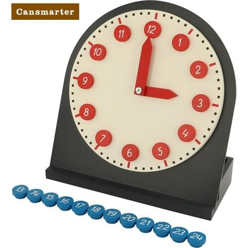 Wooden Math Toys 2 Color Removable Clock 24 Hours With Box Children Numbers Teaching Aids Materials Montessori Games