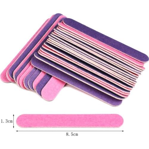 200pcs/lot Wood Mini Nail File Pink/Purple Double Side 180/240 Sandpaper Buffing Sanding Files Lime a ongle Pedicure Salon Tools