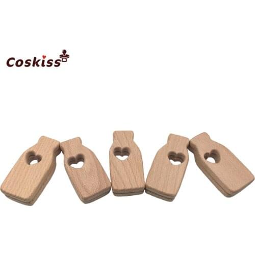 Wooden Teether Unfinished Beech Wood Milk Bottle DIY Bracelets Made Accessories Teething Necklace Baby Teether