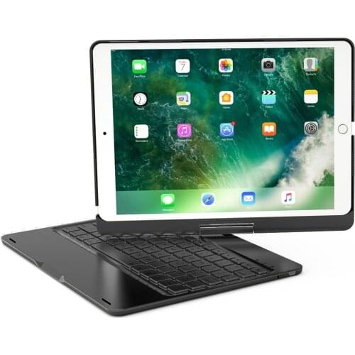 For iPad 9.7 2018 Smart Slim 7 Colors LED Backlit 360 Degree Swivel Rotating Aluminum Wireless Bluetooth Keyboard Case Cover