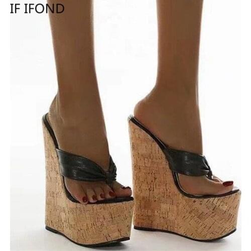 IF IFOND Women Flip Flops Wedge Platform Beach Slippers Summer Outdoor Thick Bottom Casual Shoes Woman 2021 Leisure Slippers