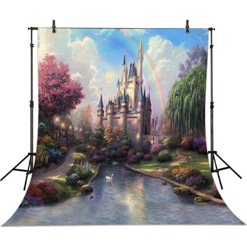 Cinderella Princess Castle Rainbow Backdrop Photography Polyester or Vinyl Cloth High Quality Computer Print Party Background