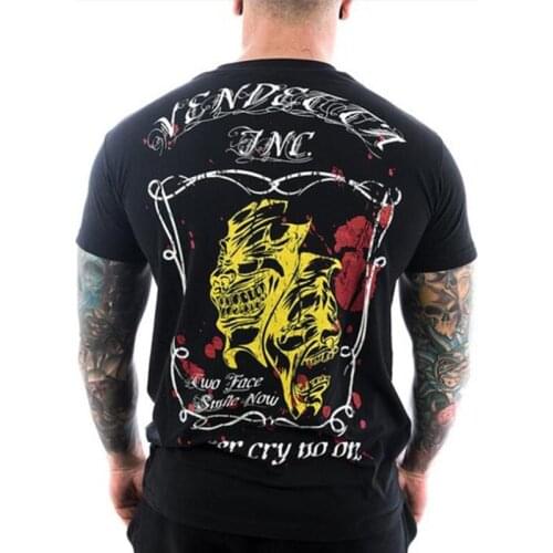 Men Gyms Fitness Bodybuilding Slim T-shirt Casual Black Print Cotton t shirt 2019 Summer Male Workout Tee Tops Clothing