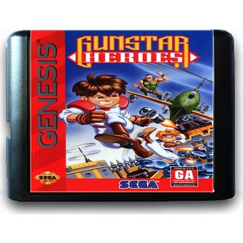 Gunstar Heroes for 16 bit Sega MD Game Card for Mega Drive for Genesis Video Game Console PAL USA JAP