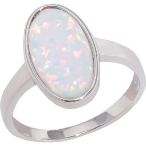 CiNily Created White Fire Opal Silver Plated Wholesale Hot Sell for Women Jewelry Ring Size 6-9 OJ9581
