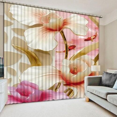 Beautiful Photo Fashion Customized 3D Curtains relief curtains flower curtain