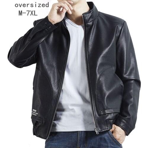Mens jacket coat 7XL high quality artificial leather motorcycle jacket PU lapel fashion coat(oversized plus size)