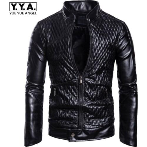 Mens Autumn PU Leather Jacket Slim Fit Motorcycle Biker Coat Stand Collar Ropa De Hombre Windbreaker Punk Faux Leather Jackets