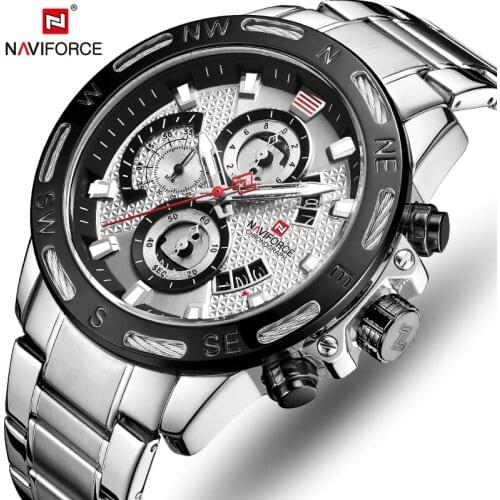Mens Watches NAVIFORCE Top Luxury Brand Men Fashion Stainless Steel Quartz Watch Male Army Military Sport Chronograph Wristwatch