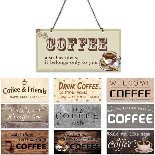 Coffee Plaque Wooden Hanging Sign Home Decor Plate Cafe/Bar/Home/Kitchen/Garden Wall Decoration