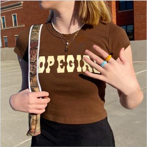 2021 Latest Hot Ladies Fashion Short-Sleeved Letter Printed T-Shirt Fashion Solid Color Top Suitable for Daily Shopping