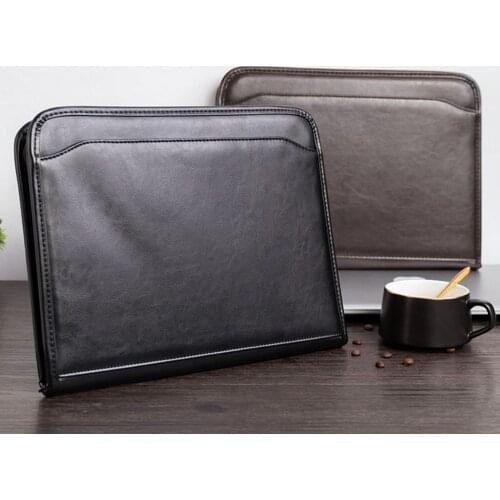 A4 Multi-function Leather Document Organizer File Folder with Calculator,Padfolio Portfolio for Documents