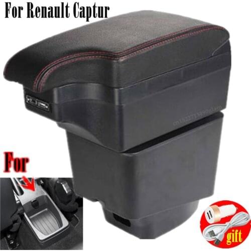 For Renault Captur Armrest box accessories Storage box with cup holder ashtray with USB 2018 2019 2020