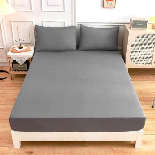 Classic Silver Gray Home Bed Fitted Sheets Sabanas Mattress Cover with Elastic Microfiber 120*200*27,90*200*27cm