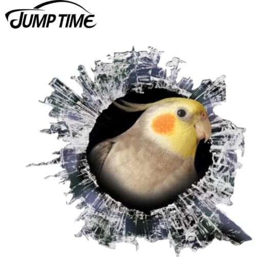 Jump Time 13cm x 12.2cm 3D Cockatiel Window Decal Glass Slag Decal Reflective Stickers Waterproof Car Styling Bird Decals