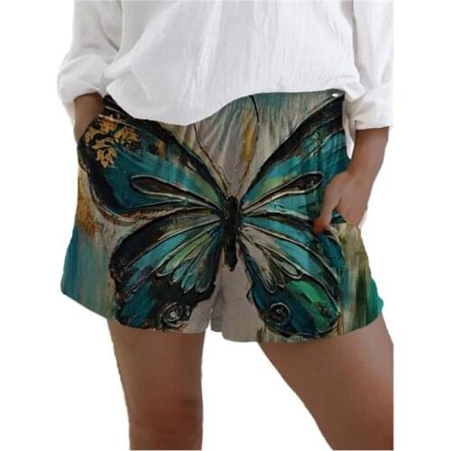 Womens Shorts Summer Casual Vintage Flowers Animal Printed Shorts High Waist Loose shorts for girls Soft Cool female shorts