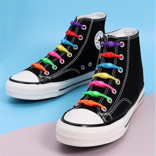 12pcs/Pack Lazy Silicone Shoelaces Strings Round Elastic Shoe Laces Band Special No Tie Rubber For Sneakers Fit All Straps