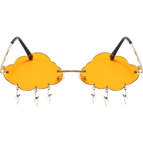 Retro Rimless Cat Eye Sunglasses Women Brand Designer Lightning Cloud Sun Glasses Fashion Female Gradient Shades Oculos UV400