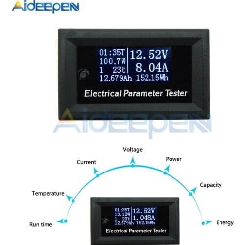 OLED 100V/10A DC Voltmeter Display Monitor Tester Current Meters Charger Voltage Ammeter Battery Power Supply Capacity Detection
