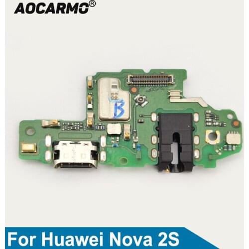 Aocarmo USB Charging Port Charger Dock Connector Mic Microphone Headset Audio Jack Flex Cable Circuit Board For Huawei Nova 2S