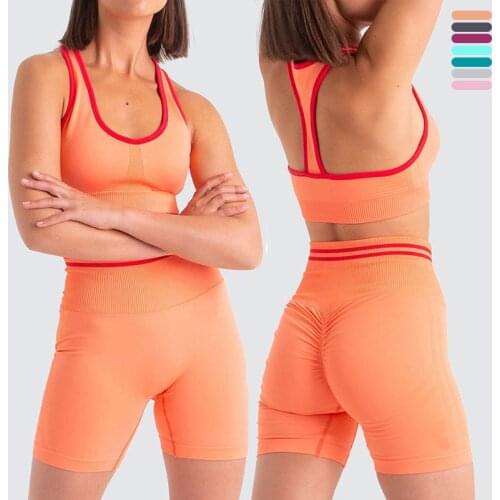 Yoga Suit Sets Women Sport Bra Tops Seamless Shorts Leggings Fitness Clothes Push Ups Training Clothing New Running Tracksuit