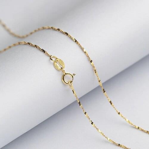 Starry Brilliant 0.8 MM width Sterling Silver Chain Solid 925 Italy Necklace 16 & 18 Inches White/Rose/Yellow Gold Color