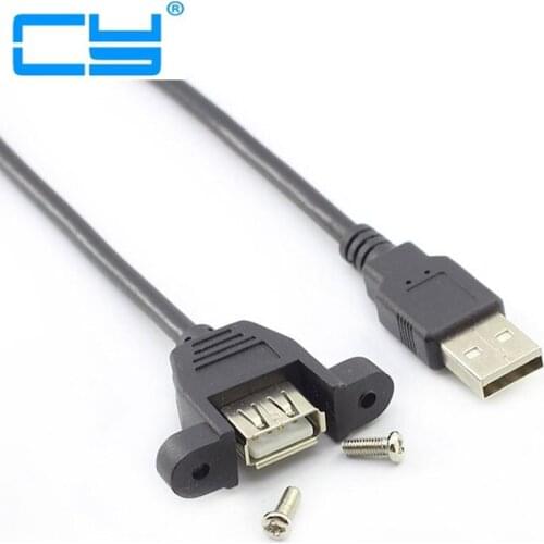 0.3m 0.5m 1 m 3m USB 2.0 tipo A Macho para Femea cabo de extensao com parafuso para Montagem Em Painel frete gratis
