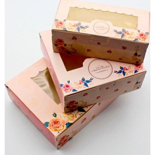 10 PCS Gift Box Wedding Candy Cookies Cupcake Paper Gift Packaging Box With Window Rose Gift Boxes Wedding Party Favor Supplies